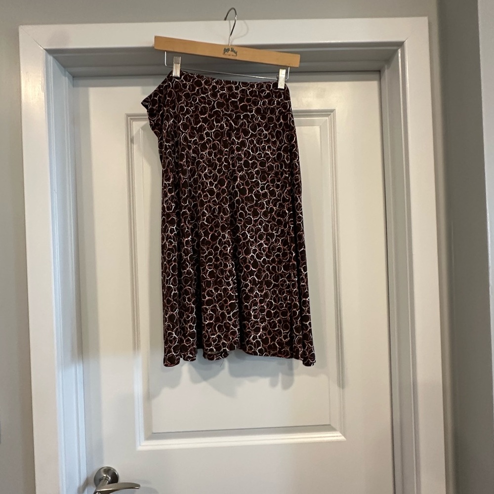 Merona Brown & White Printed A-Line Skirt Women’s Size 20W/22W